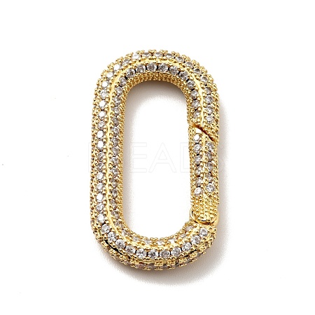 Brass Micro Pave Clear Cubic Zirconia Spring Gate Rings KK-G414-06G-1