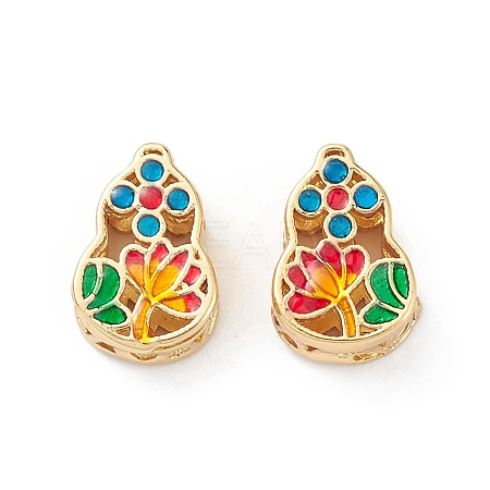 Hollow Rack Plating Brass Enamel Beads KK-L155-47G-1