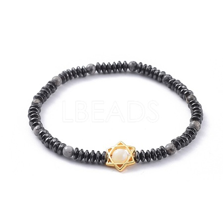 Non-Magnetic Synthetic Hematite Beads Stretch Bracelets BJEW-JB04660-04-1