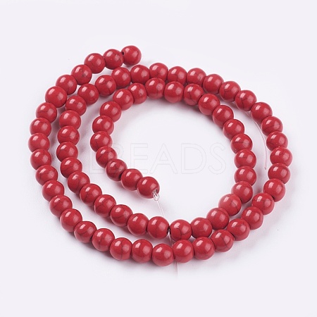 1 Strand Dyed Crimson Round Synthetic Turquoise Beads Strands X-TURQ-G106-6mm-02H-1