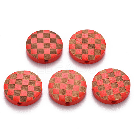 Painted Natural Wood Beads WOOD-N006-04G-1