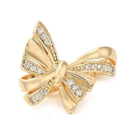 Brass Micro Pave Clear Cubic Zirconia Fold Over Clasps KK-G505-11G-1