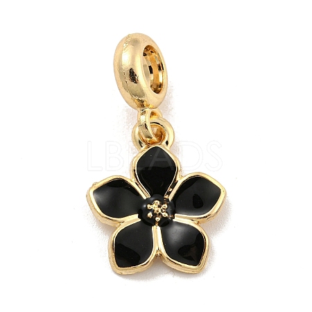 Rack Plating Alloy Enamel Flower European Dangle Charms FIND-B034-55G-06-1
