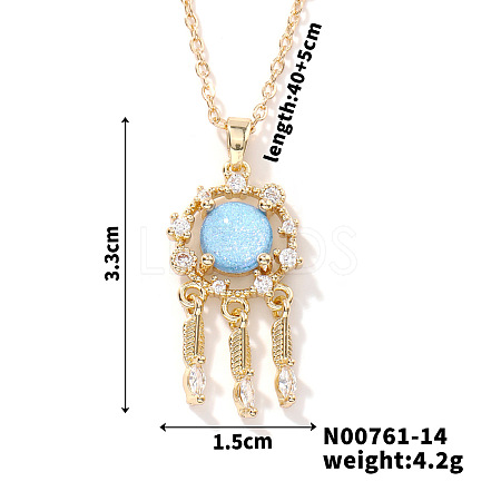 Starry Sky Theme Brass Pave Clear Cubic Zirconia Pendant Necklace for Women AQ6325-1-1