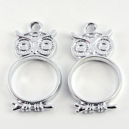 Rack Plating Alloy Owl Pendant Rhinestone Settings PALLOY-S047-16D-FF-1