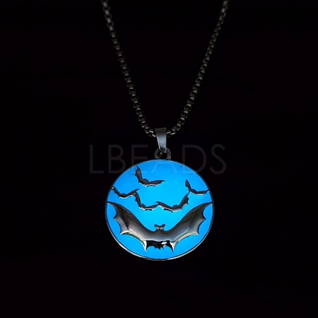 Luminous Glow in the Dark Alloy Halloween Bat Pendant Nekclaces PW-WG387DD-01-1