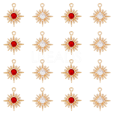 16Pcs 2 Colors Brass Micro Pave Cubic Zirconia Pendants KK-DC0003-35-1