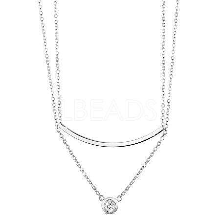 SHEGRACE Rhodium Plated 925 Sterling Silver Tiered Necklaces JN656A-1