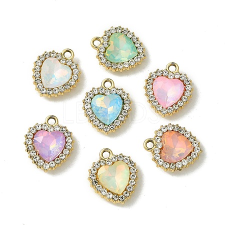 UV Plating Alloy with Mixed Color Glass Rhinestone Pendants FIND-B039-05G-1