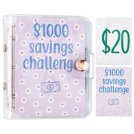 3-Ring 4 Inch PVC Mini Binder Savings Challenge DIY-WH0430-204B-1