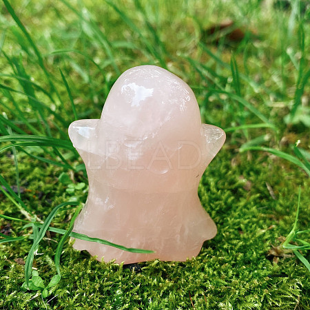 Halloween Natural Rose Quartz Carved Healing Ghost Figurines WG79248-01-1