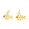 Rack Plating Brass with Cubic Zirconia Stud Earrings EJEW-G361-02G-1
