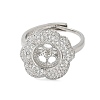 Flower Brass Micro Pave Cubic Zirconia Adjustable Ring Settings KK-K297-03P-2