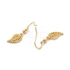 Brass Leaf Dangle Earrings EJEW-P218-01G-2