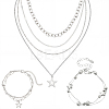Alloy Pendant and Brass Chains Necklaces & Multi-strand Bracelets for Women SJEW-SC0001-06-1