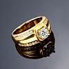 Men's Classic Real 18K Gold Plated Brass Cubic Zirconia Wide Band Finger Rings RJEW-BB06343-9G-2