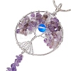 Tree of Life Alloy Natural Amethyst & Synthetic Moonstone Keychain KEYC-JKC00987-03-4