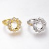 Adjustable Brass Micro Pave Clear Cubic Zirconia Finger Ring Components ZIRC-I049-15-1