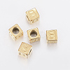 304 Stainless Steel Large Hole Letter European Beads LS-STAS-H428-01G-B-1