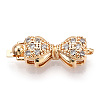 Brass Micro Pave Clear Cubic Zirconia Box Clasps KK-G491-02G-3