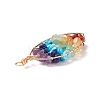 Chakra Natural Mixed Stone Chip Big Pendants PALLOY-JF01662-03-3