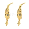 Rack Plating Brass Micro Pave Clear Cubic Zirconia Studs Earrings Finding KK-T072-11G-1