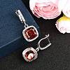 925 Sterling Silver Pave Cubic Zirconia Square Hoop Earrings EJEW-C150-01A-01-3