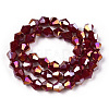 Opaque Solid Color Electroplate Glass Beads Strands EGLA-A039-P6mm-B22-3