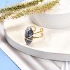 Copper Wire Wrapped Natural Gemstone Adjustable Rings for Women RJEW-JR00386-4