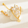 Elegant Brass & Imitation Pearl Double Layer Clover Pendant Anklets for Women's Fashion Style KI5971-4