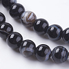 Round Dyed & Heated Natural Striped Agate/Banded Agate Beads Strands X-G-G582-6mm-07-3