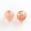 Flower Picture Frosted Glass Round Beads GFB-R004-14mm-T12-1