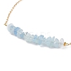 Natural Aquamarine Chips Beaded Anklets Set with 304 Stainless Steel Cable Chains AJEW-AN00481-07-5
