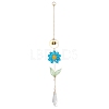 Alloy Enamel Bee & Glass Flower Crystal Suncatcher HJEW-TA00475-04-1