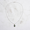 Natural Turquoise & Cubic Zirconia Oval Pendant Necklaces NJEW-L125-002ASP-2