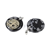 Natural Snowflake Obsidian Flat Round Pendants G-Q188-01P-02-2