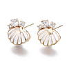 Brass Micro Pave Clear Cubic Zirconia Stud Earring Findings X-KK-S356-358-NF-1