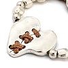 Alloy Splite Heart Beaded Bracelet BJEW-A143-01-3