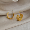 304 Stainless Steel C-shaped Stud Earrings BI3603-2