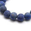Natural Frosted Lapis Lazuli Round Bead Strands G-M064-6mm-08-2