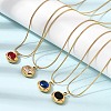 304 Stainless Steel Pave Cubic Zirconia Pendant Necklaces SA-CBADCF0-03G-1