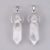 Natural Quartz Crystal Double Terminated Pointed Pendants G-P373-B04-1