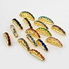 3-Hole Half Moon Alloy Rhinestone Bridge Spacers RB-I075-01G-1