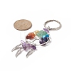 Natural & Synthetic Gemstone Chips Tree of Life with Alloy Wings Pendant Keychain KEYC-JKC00466-4