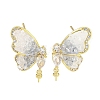 Brass with Enamel with Cubic Zirconia with Crystal Stud Earring with 925 Sterling Silver Pins KK-Q820-07G-1