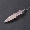 Natural Rose Quartz Pointed Dowsing Pendulums AJEW-B020-06P-07-4