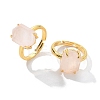 Hexagon Natural Rose Quartz Finger Rings RJEW-B113-02G-04-2