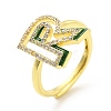 Mixed Color Enamel Initial Letter Adjustable Ring with Clear Cubic Zirconia RJEW-P045-01G-R-4
