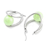 304 Stainless Steel & Plastic Imitation Pearl Oval with Ball Hoop Earrings for Women EJEW-C096-13P-03-2