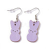 Rabbit Wooden Dangle Earrings EJEW-D189-01F-2